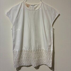 Giambattista Valli 100% Cotton Tunic Blouse with Lace Accents - Women's XS
